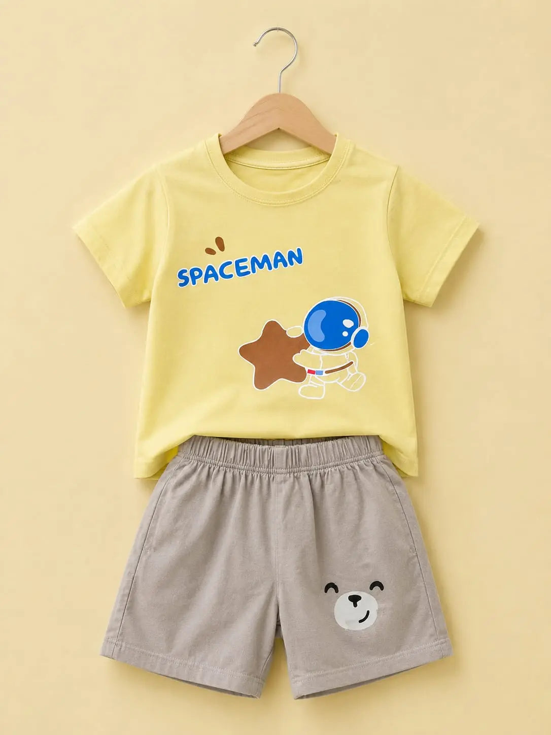 Boys Playful Round neck Tee and Shorts Summer.