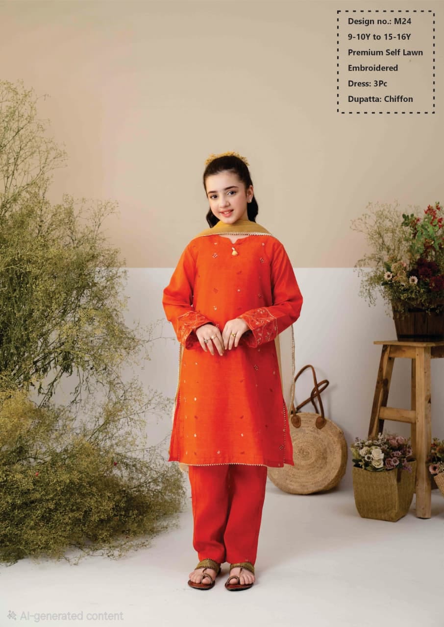 Premium Self Embroidered Lawn with Chiffon Dupatta