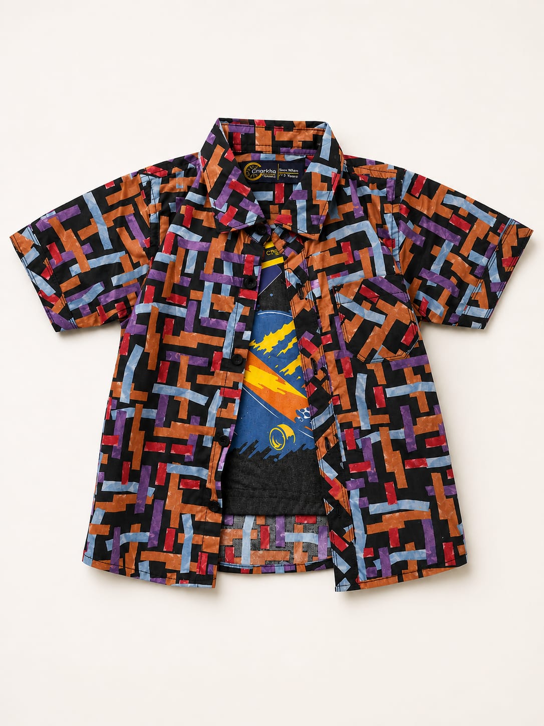 Soft Fabric Multi Color Double Shirt for Boys