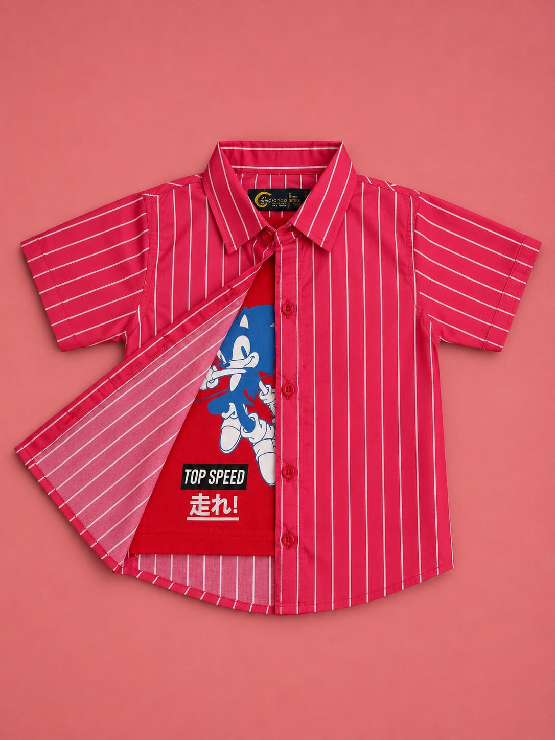 Soft Fabric Red Double Shirt for Boys