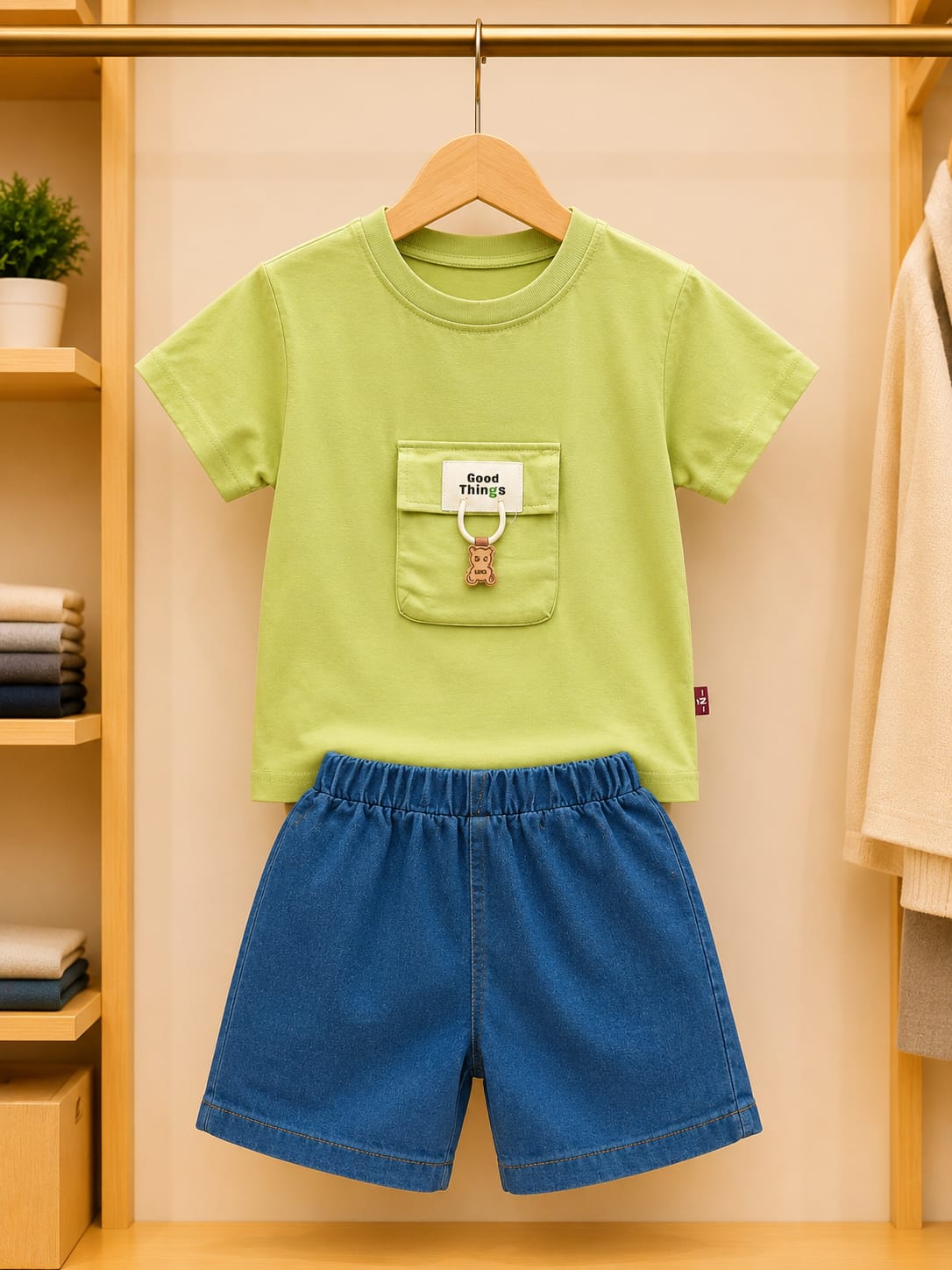 Boys Soft & Comfortable T-Shirt with Denim Short