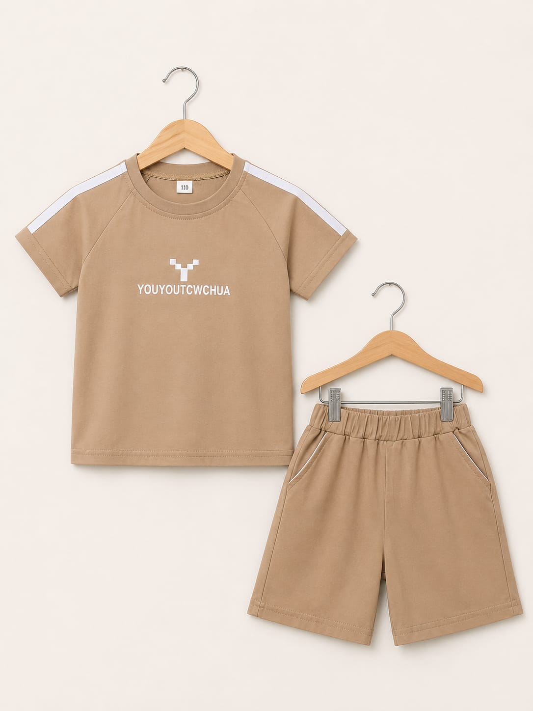 Boys Light Brown Soft & Comfortable T-Shirt with Soft Short