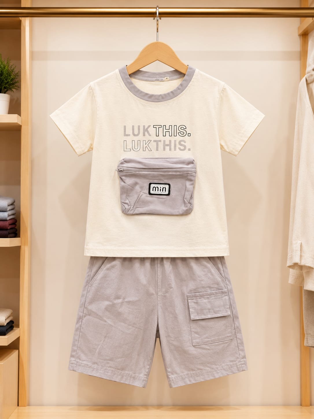 Boys Off White Soft & Comfortable T-Shirt with Short