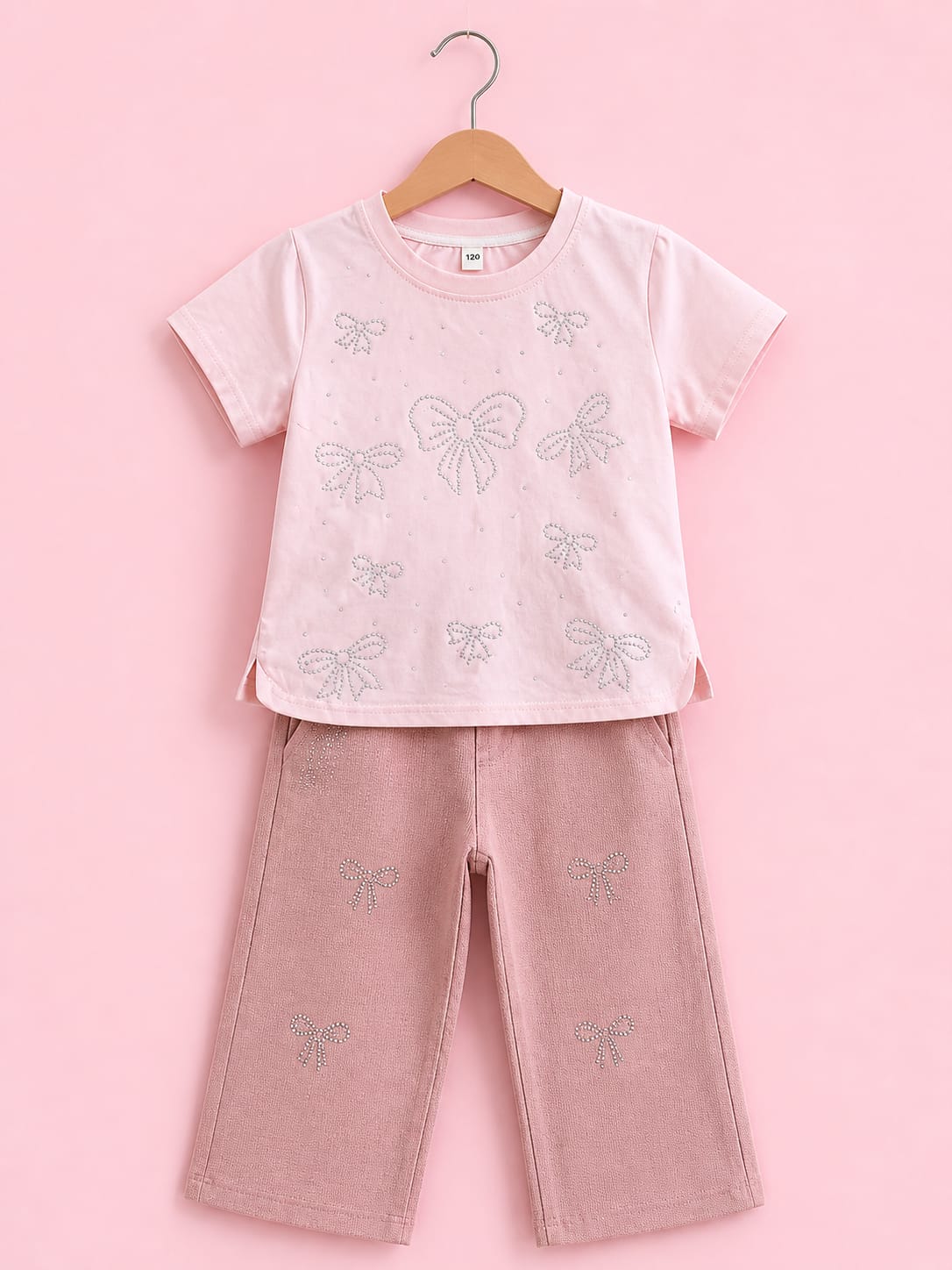 Girls Pink T-Shirt with Denim Jeans