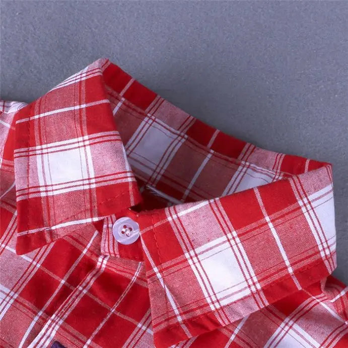 Baby Boys Casual Clothing Sets Two Pieces With Pants and Long Sleeve Plaid Shirts