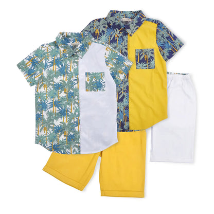 Cotton Short Sleeve Printed Shirt and Shorts Clothing Set