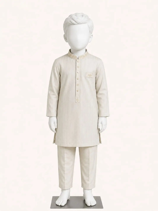 AL Karam Off White Cotton Shalwar Kameez