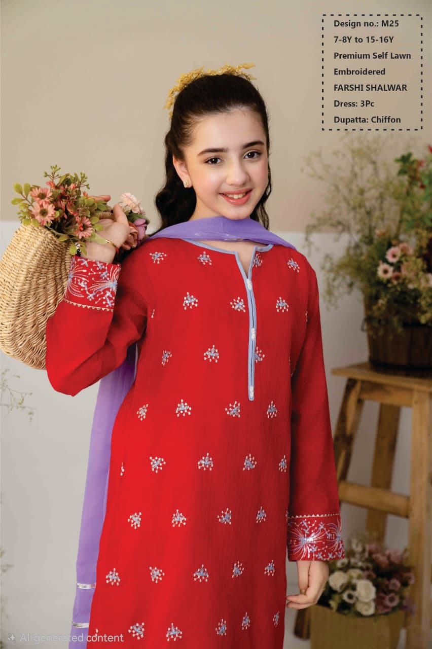 Premium Self Lawn with Chiffon Dupatta & Farshi Shalwar