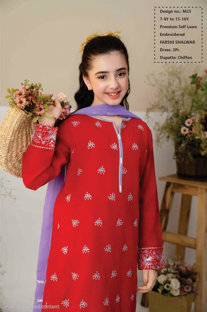 Premium Self Lawn with Chiffon Dupatta & Farshi Shalwar
