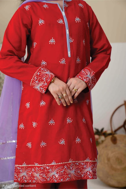 Premium Self Lawn with Chiffon Dupatta & Farshi Shalwar