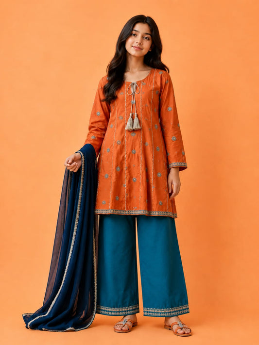 Premium Self Lawn with Chiffon Dupatta & Flapper