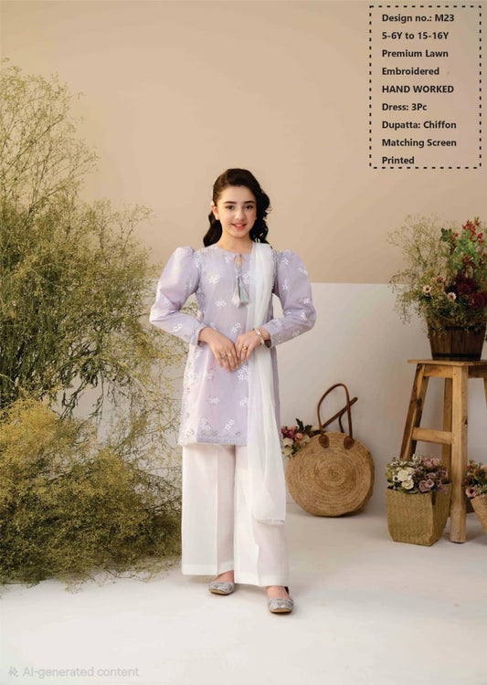 Premium Self Lawn with Chiffon Dupatta & Flapper