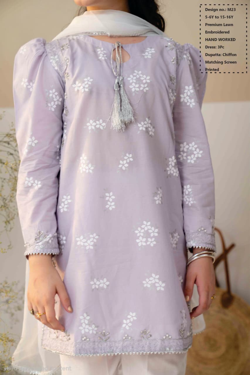 Premium Self Lawn with Chiffon Dupatta & Flapper