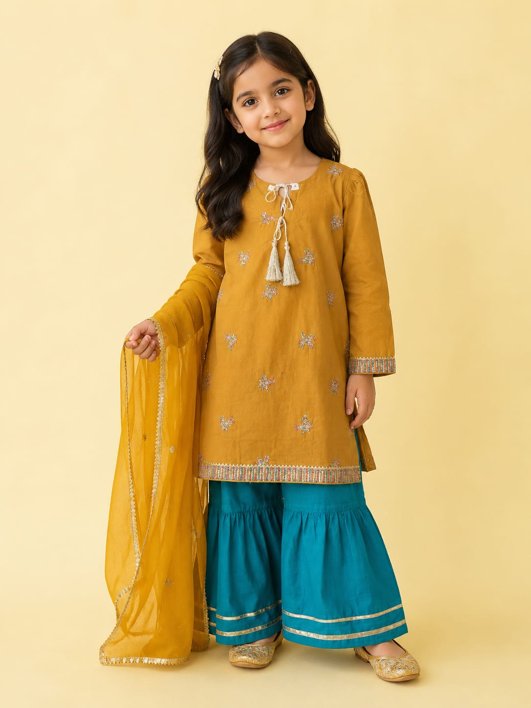 Premium Self Lawn with Chiffon Dupatta & Sharara