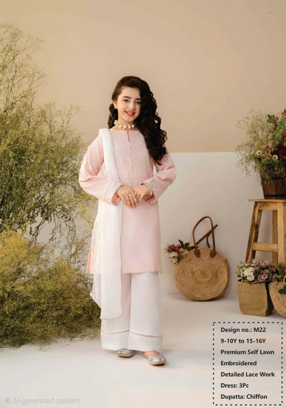Premium Self Embroidered Lawn with Chiffon Dupatta