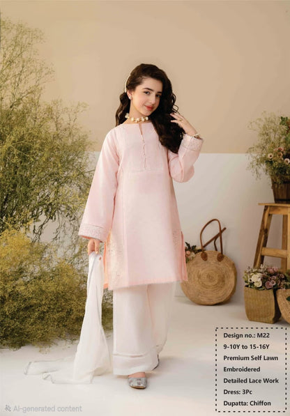 Premium Self Embroidered Lawn with Chiffon Dupatta