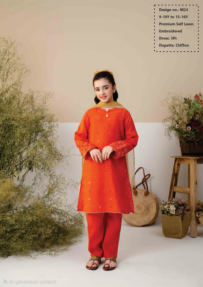 Premium Self Embroidered Lawn with Chiffon Dupatta