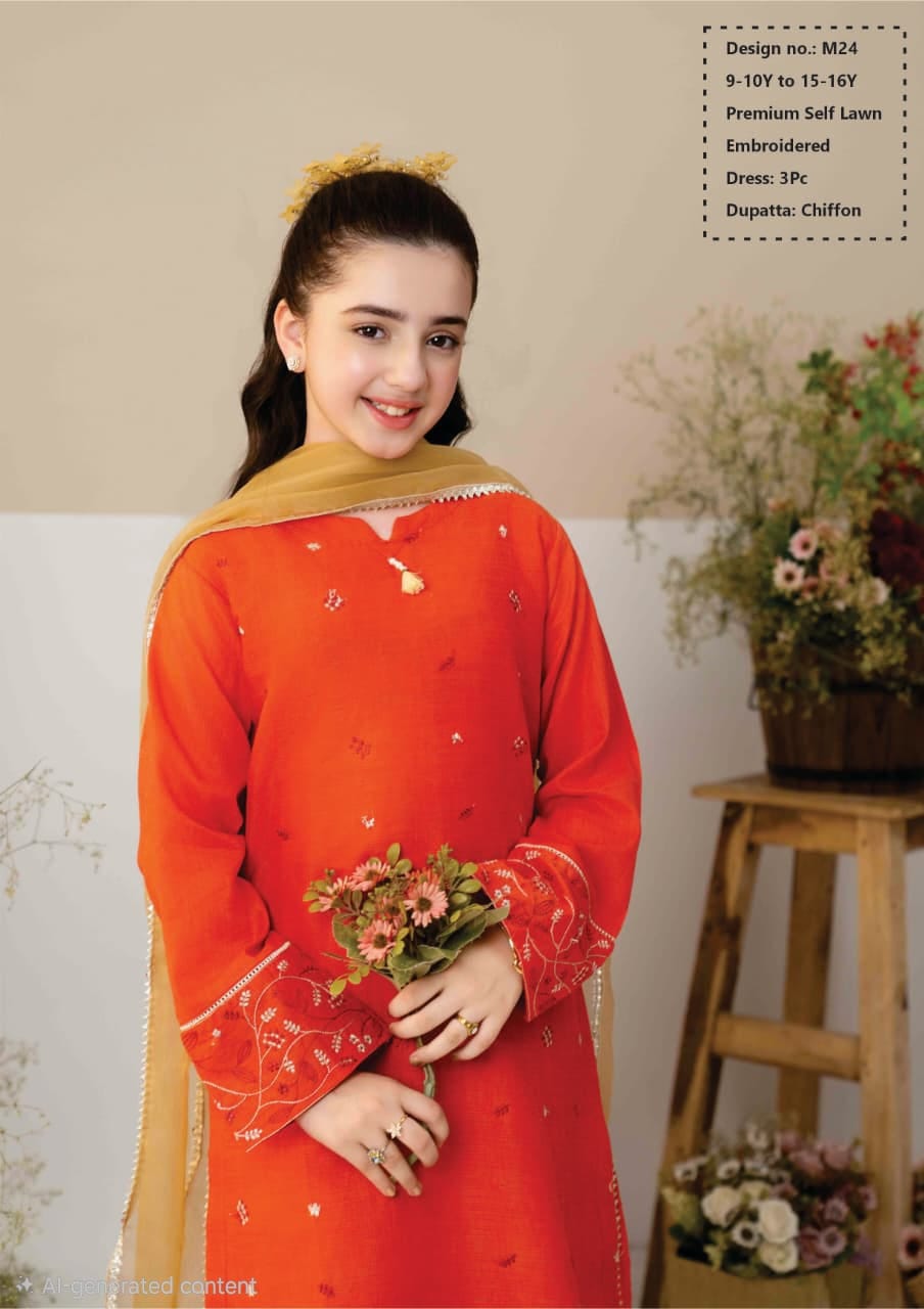 Premium Self Embroidered Lawn with Chiffon Dupatta