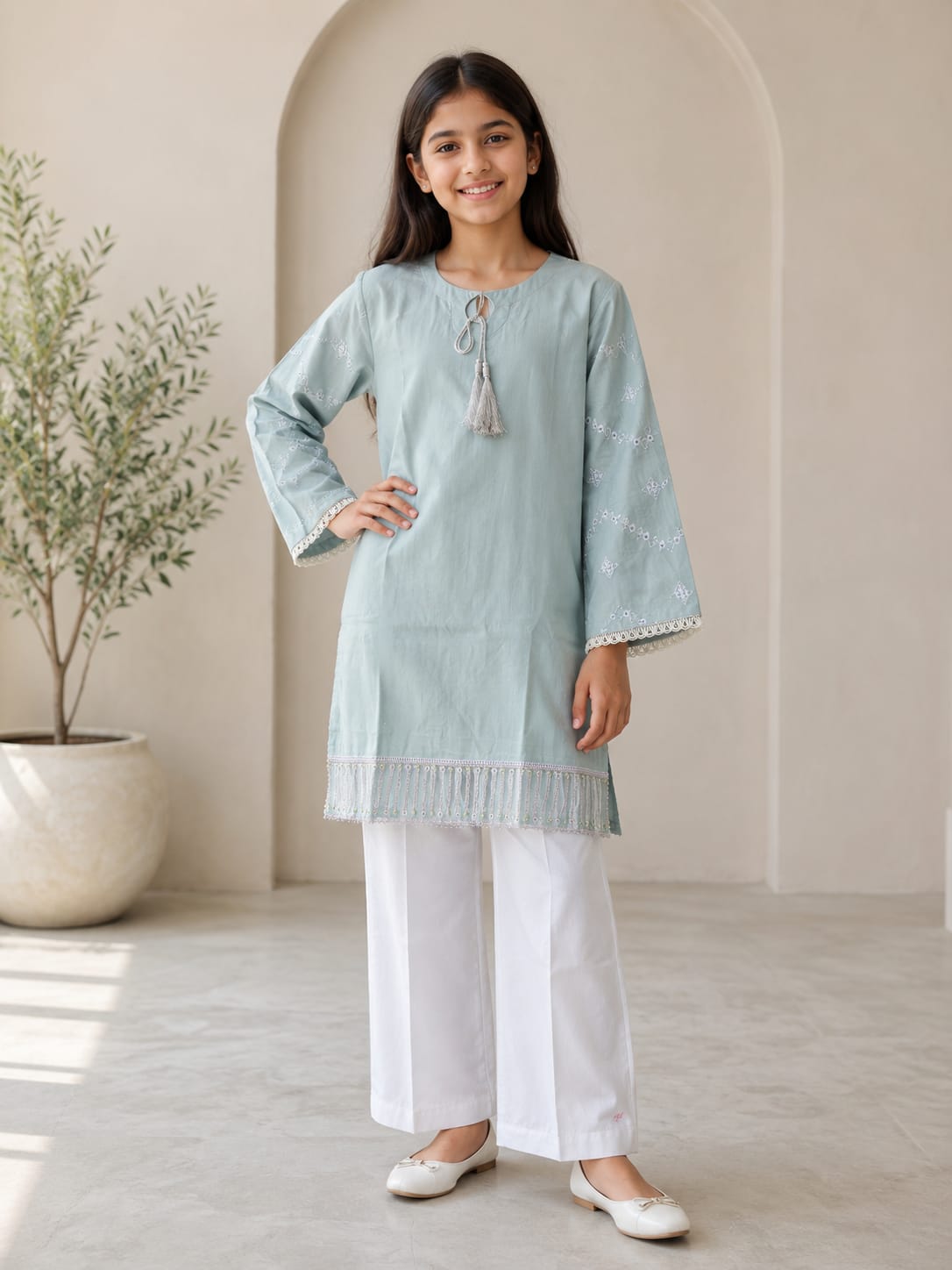Light Blue Premium Comfortable Lawn with White Shalwar