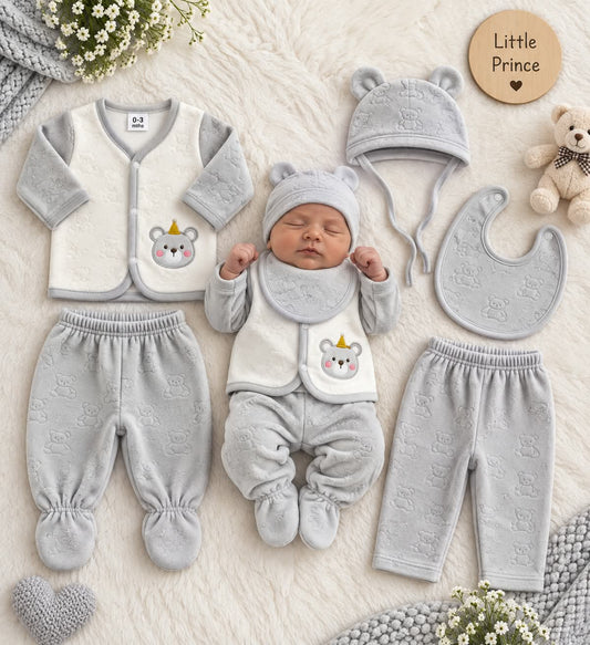 Light Grey New Born 5 Pieces Set (Imported)