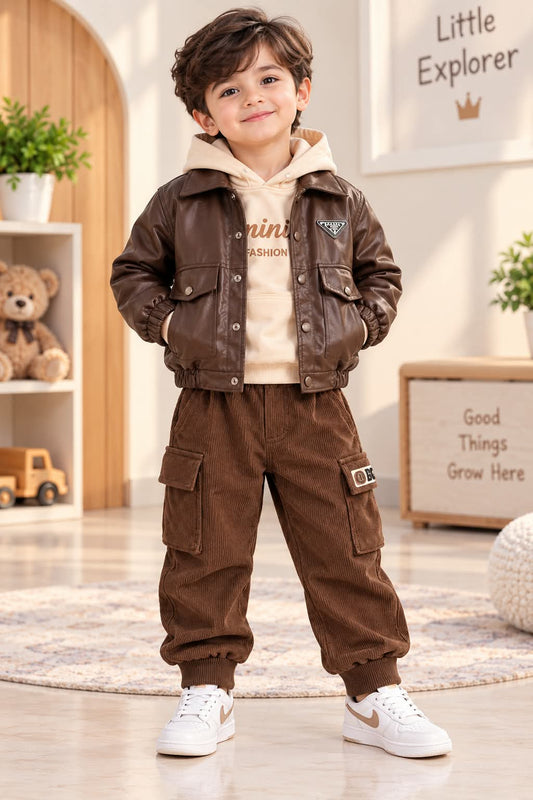 Imported 3 Piece Leather Jacket Set for Kids