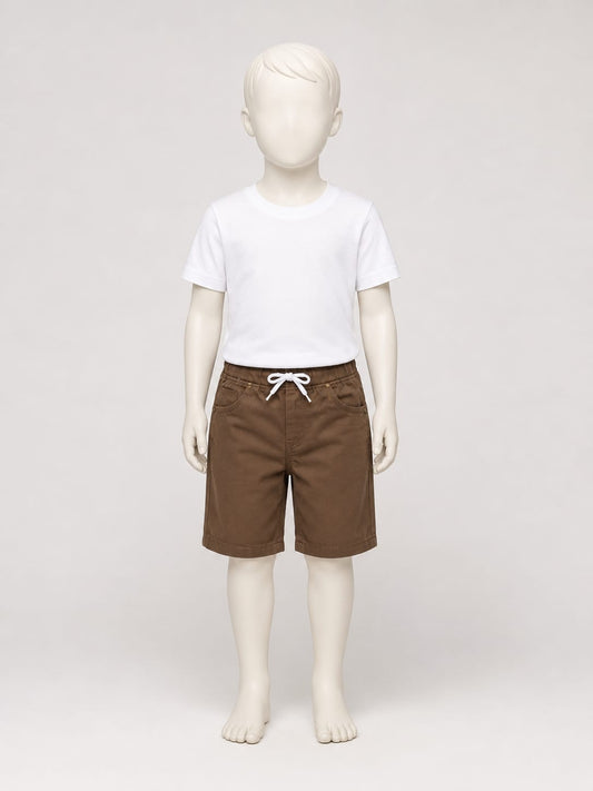 Brown Cotton Short for Boys