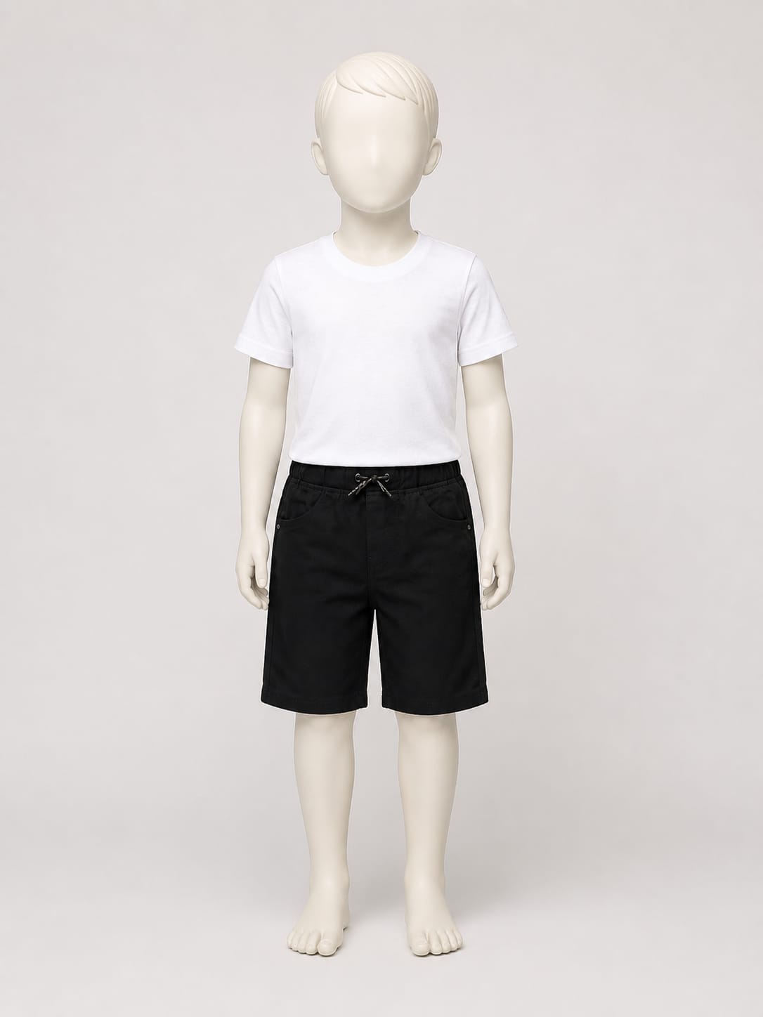 Black Cotton Short for Boys