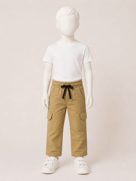 Six Pockets Light Golden Cotton Pant for Boys