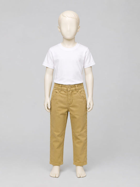 Casual Light Golden Cotton Pant for Boys