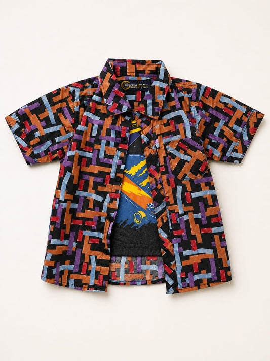 Soft Fabric Multi Color Double Shirt for Boys