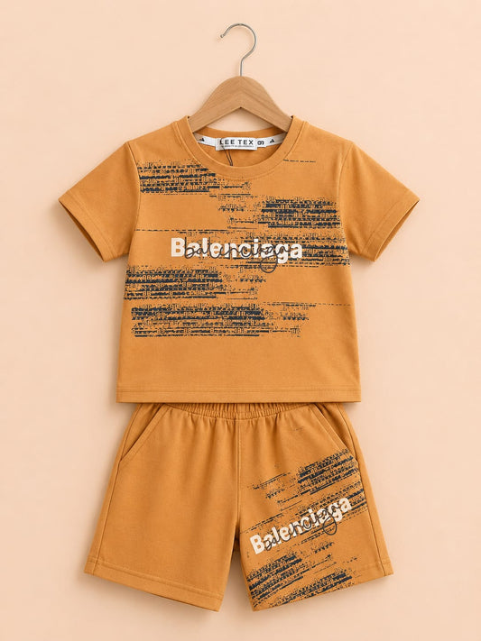 Boys Playful Roundneck Tee and Shorts Summer.