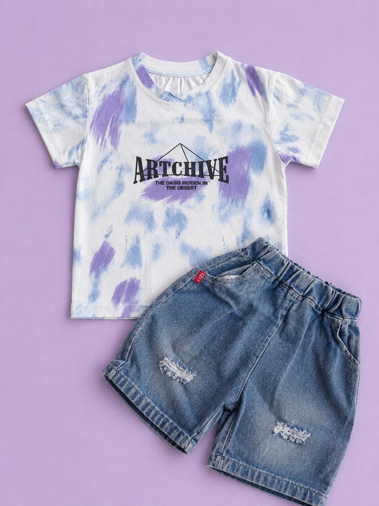 Perfect,Soft & Comfortable T-Shirt with denim Short for Kids