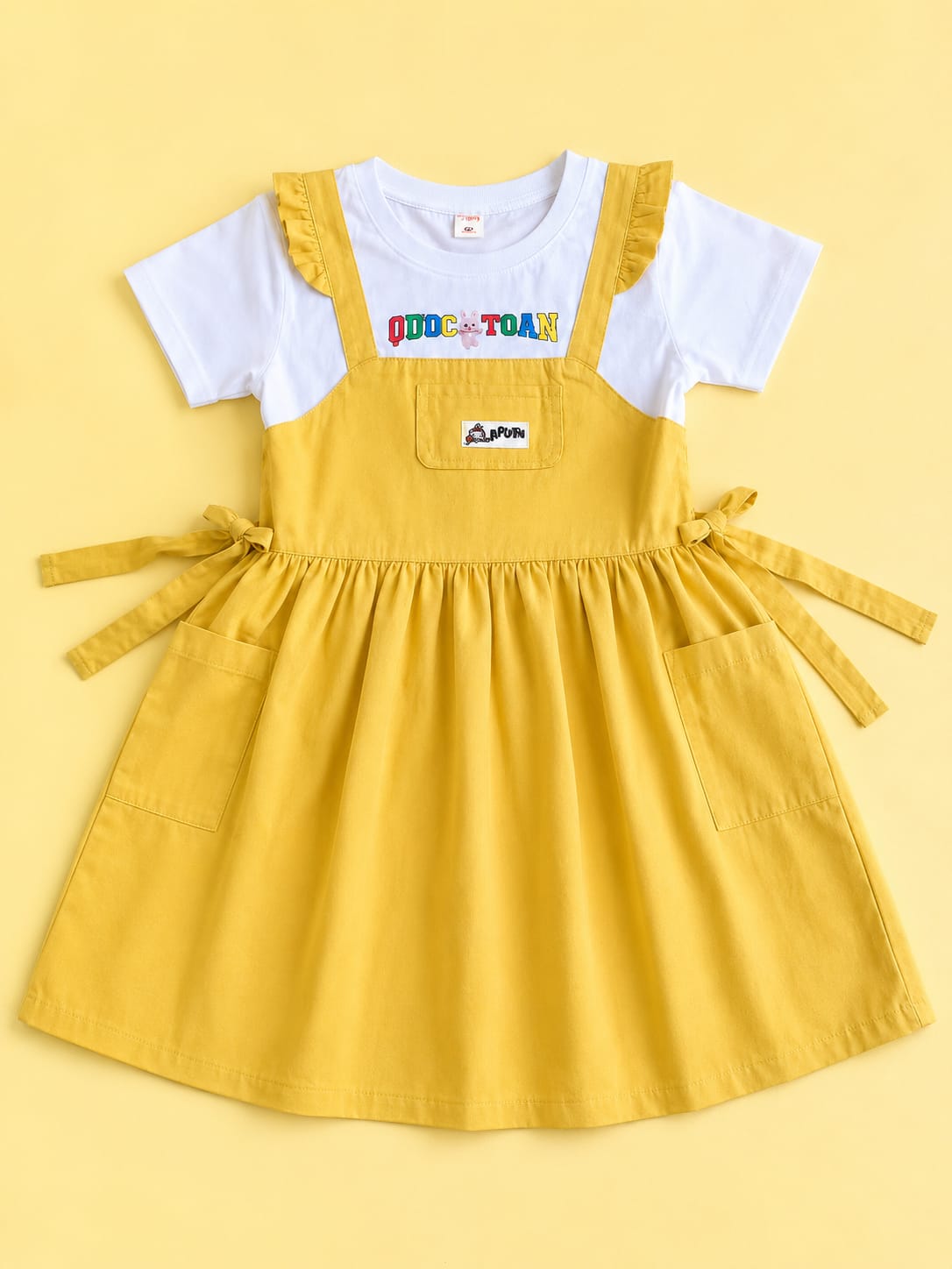 Soft & Comfortable Mustard Yellow Cotton Frocks for Girls