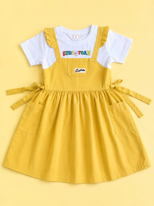 Soft & Comfortable Mustard Yellow Cotton Frocks for Girls