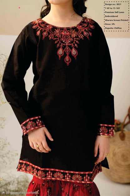 Premium Self Lawn with Chiffon Dupatta & Sharara