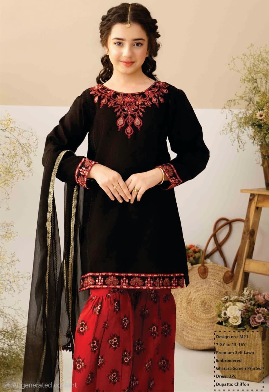 Premium Self Lawn with Chiffon Dupatta & Sharara