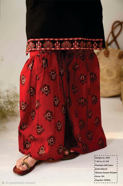 Premium Self Lawn with Chiffon Dupatta & Sharara