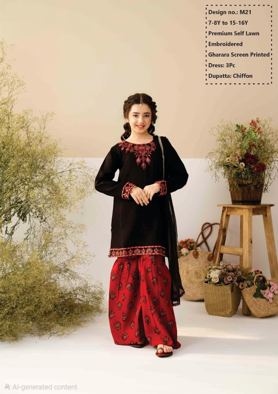 Premium Self Lawn with Chiffon Dupatta & Sharara
