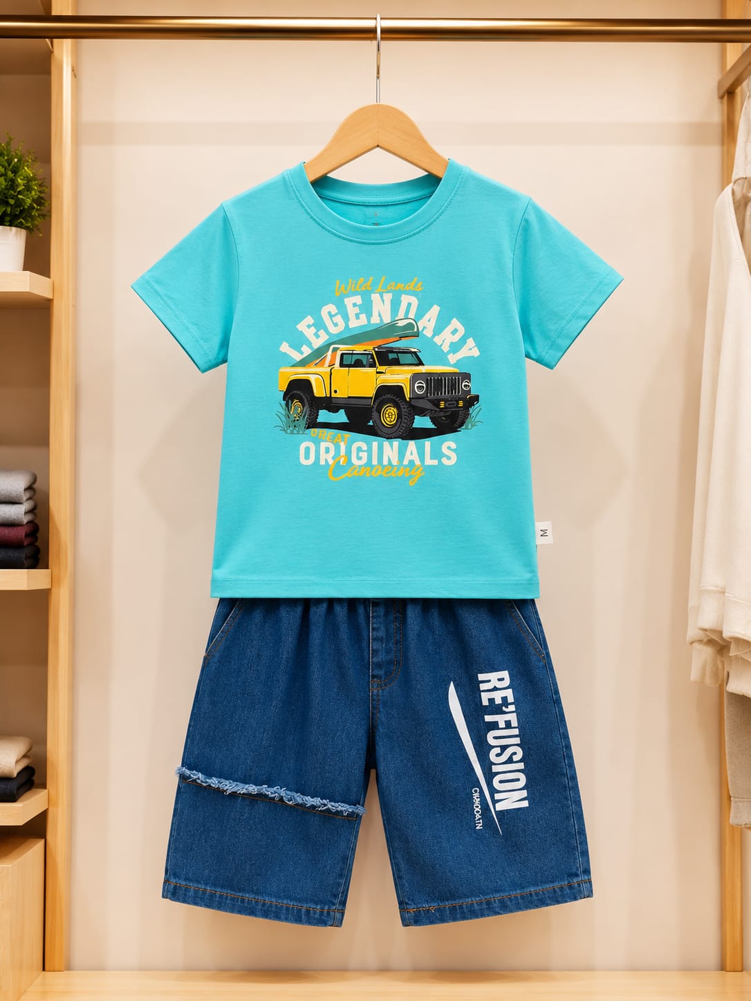 Boys Soft & Comfortable T-Shirt with Denim Short