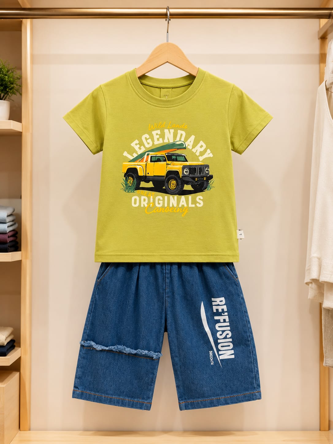 Boys Soft & Comfortable T-Shirt with Denim Short