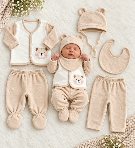 Beige New Born 5 Pieces Set (Imported)