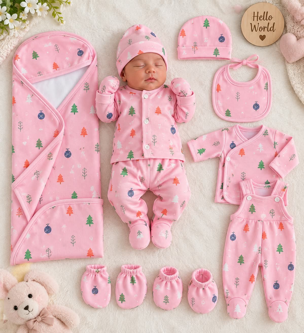 Pink New Born 11 Pieces Set (Imported)