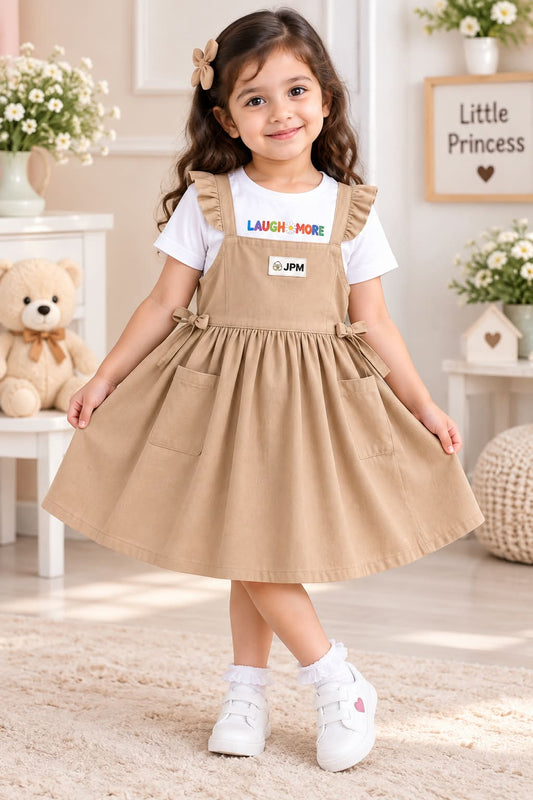 Soft & Comfortable Light Brown Cotton Frocks for Girls (Imported)