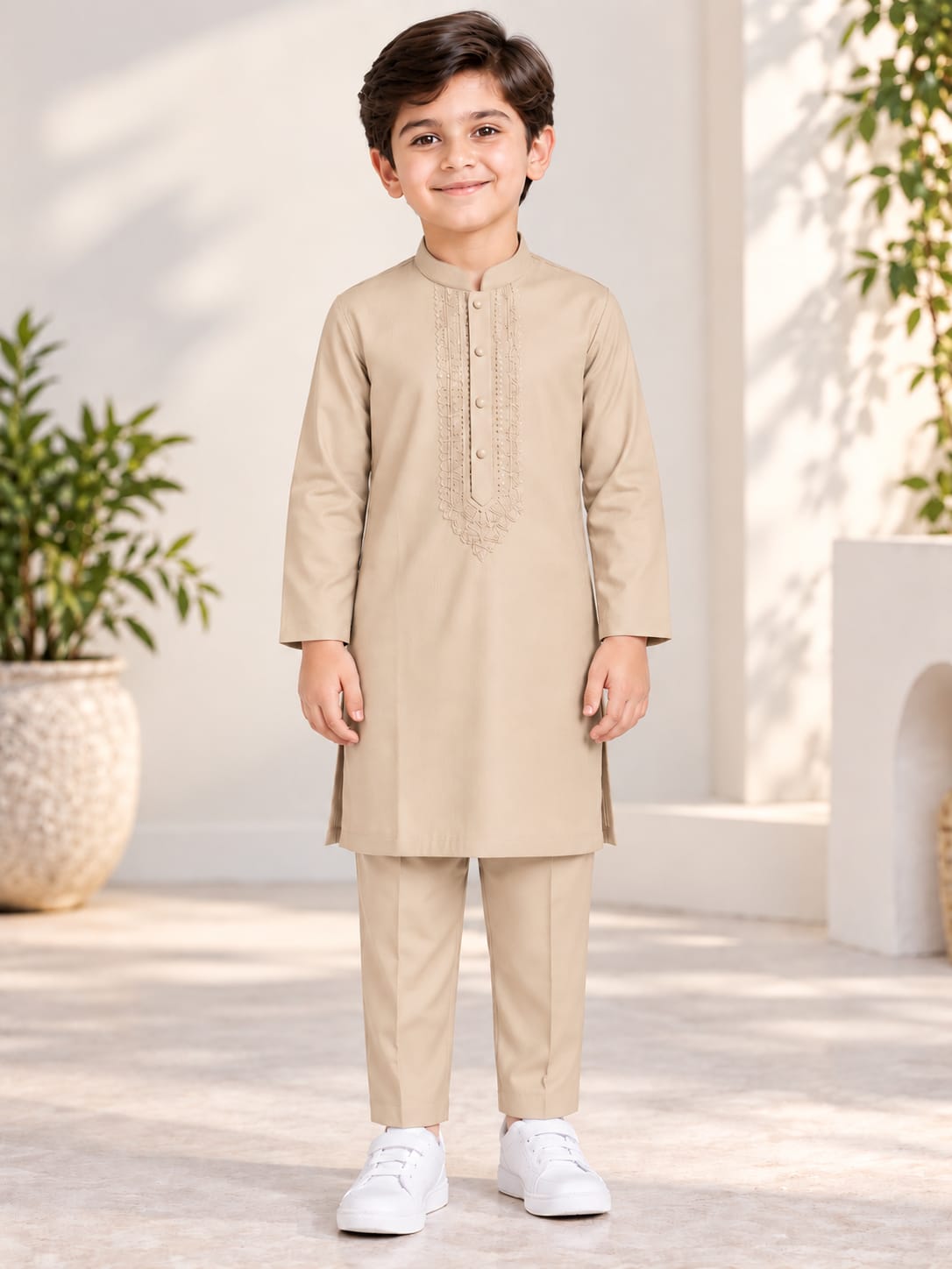 AL Karam Sand Beige Shalwar Kameez for Boys