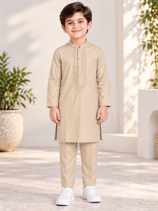 AL Karam Sand Beige Shalwar Kameez for Boys