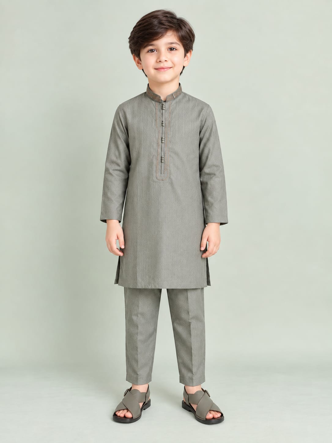AL Karam Sage Grey Shalwar Kameez for Boys