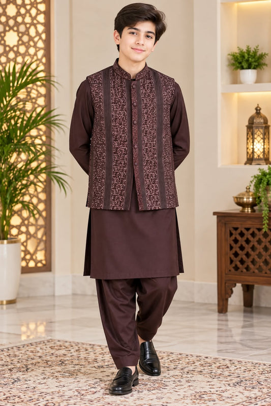 Tropical Best Quality Shalwar Kameez with Waist Coat for Boys