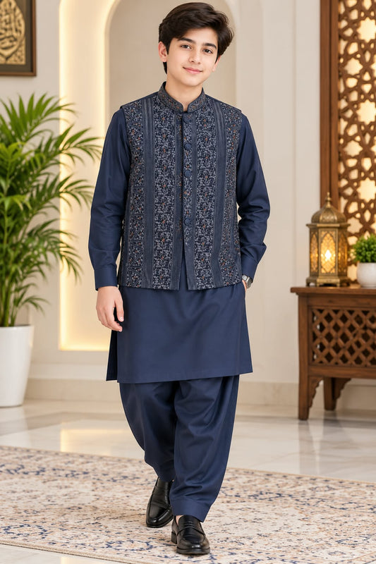 Tropical Best Quality Shalwar Kameez with Waist Coat for Boys