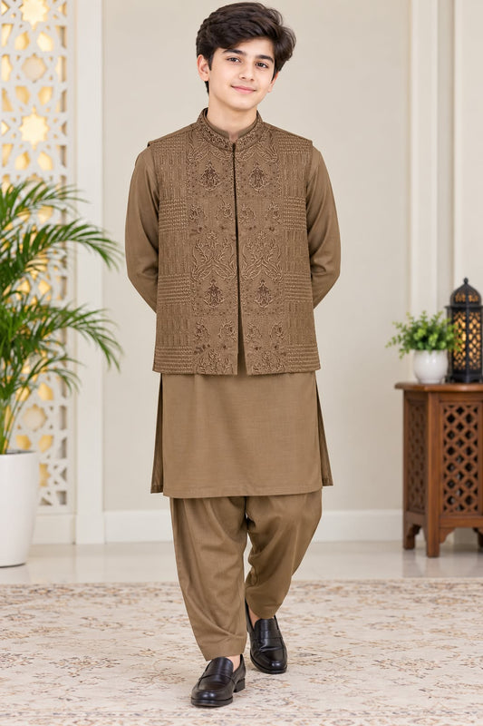 Tropical Best Quality Shalwar Kameez with Waist Coat for Boys