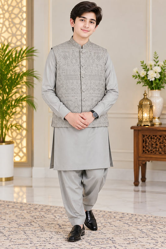 Tropical Best Quality Shalwar Kameez with Waist Coat for Boys
